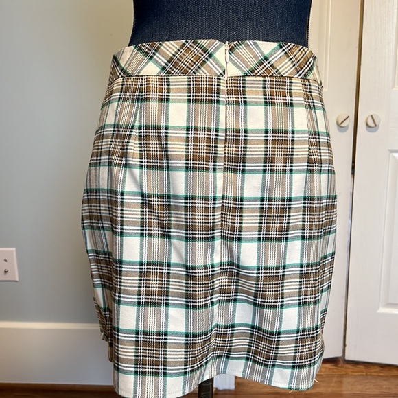 Primark skirt cream green brown plaid size 6 NWT - Picture 3 of 6